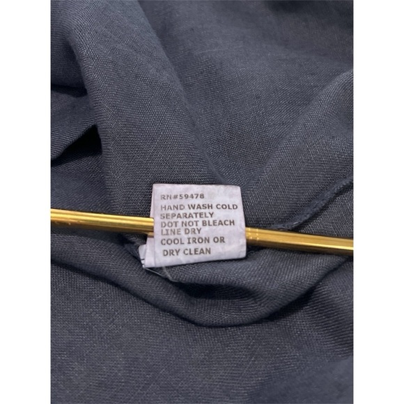 Lina Tomei Dress Women’s Large Blue Gray Linen Sleeveless Beaded Lagenlook Italy - Picture 14 of 14